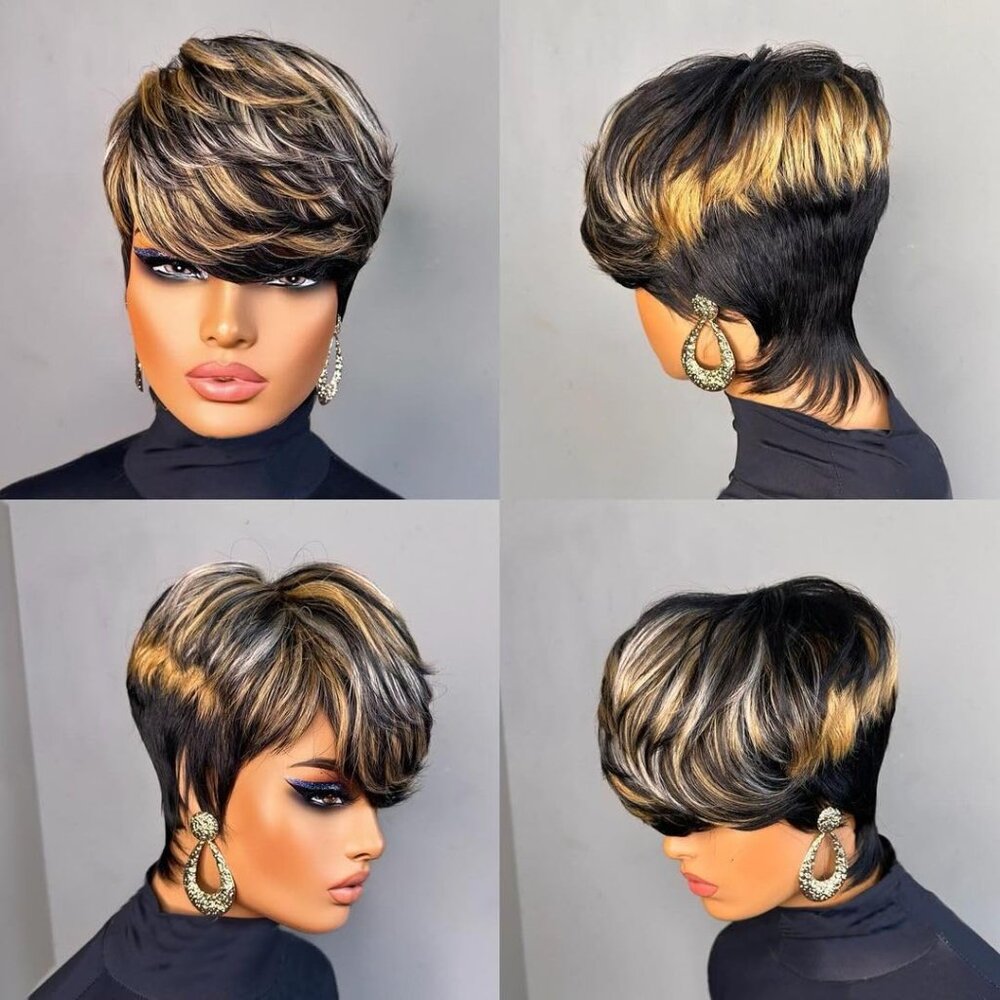 Chic Pixie Cut Human Hair Wig For Black Women Sho… - image 5
